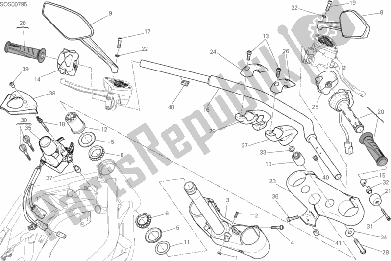 Toutes les pièces pour le Guidon du Ducati Diavel Xdiavel Thailand 1260 2019